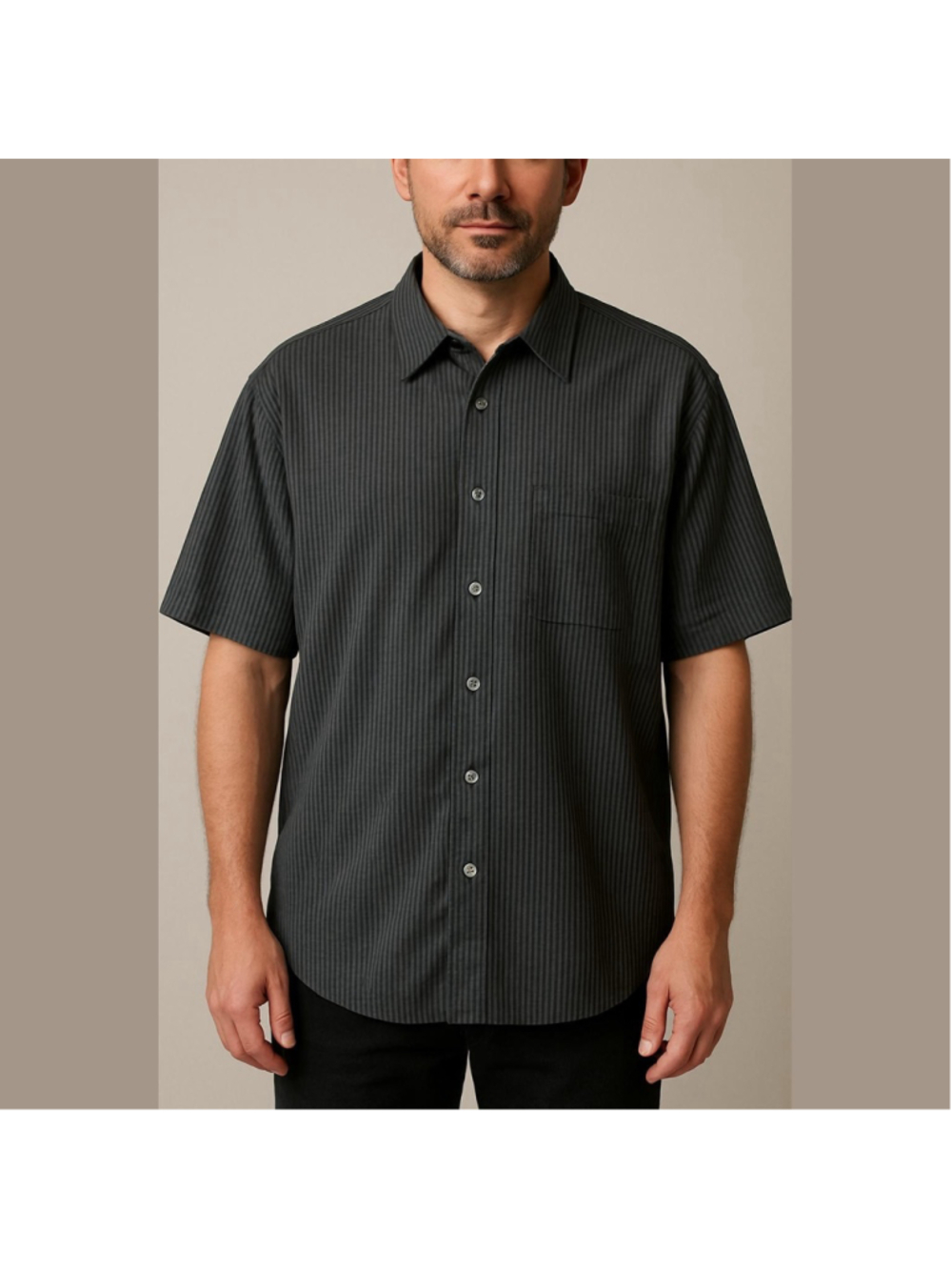 Men's Harbor Bay Casual Button Down Shirt XLT Black White Striped